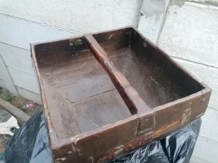 Rare find Antique Chinese Rich Wood Rice Grain Measure Harvest Carry Bucket