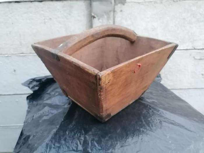 Early 20th Century Chinese Wooden Rice Measure with stamp seal , 1890s