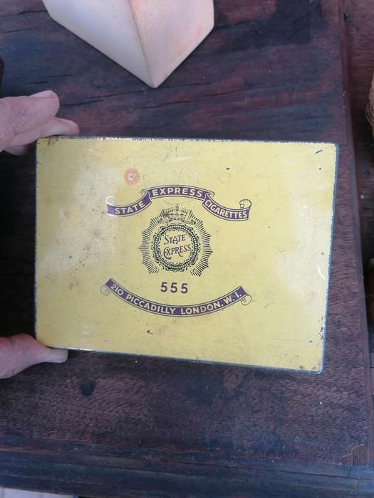 State Express Cigarette Case 555 Piccadilly London Vintage Yellow Tin EMPTY