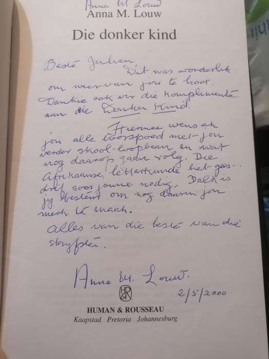 Die Donker Kind  Anna M. Louw geteken