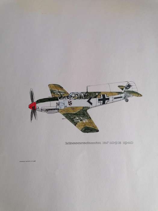 Messerschmitt Bf 109E, a German World War II fighter aircraft 1966 print