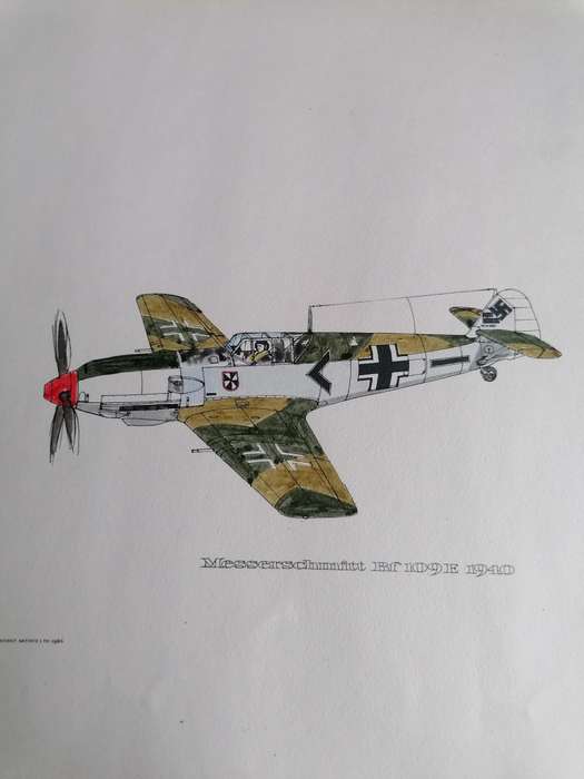 Messerschmitt Bf 109E, a German World War II fighter aircraft 1966 print