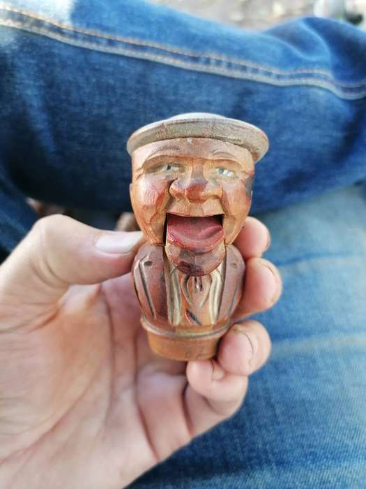 ANRI Italy hand-carved, mechanical "Yakker" bottle stopper