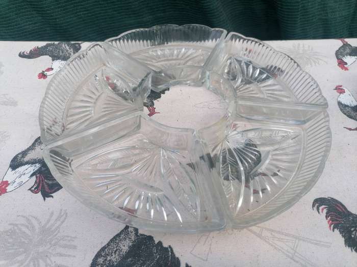 Vintage glass 5-piece serving dish for snacks