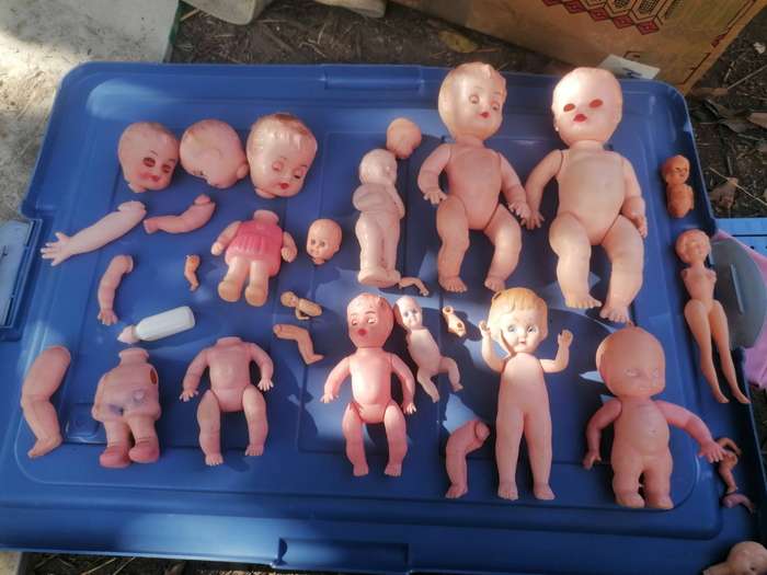 Joblot vintage dolls with spare parts. As per picture