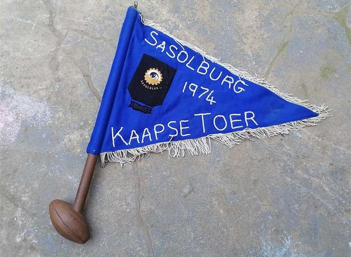 Old sasolburg 1974 rugby tour flag
