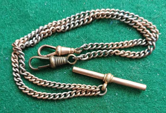 Rolled gold watch chain, multicoloured. 450mm long