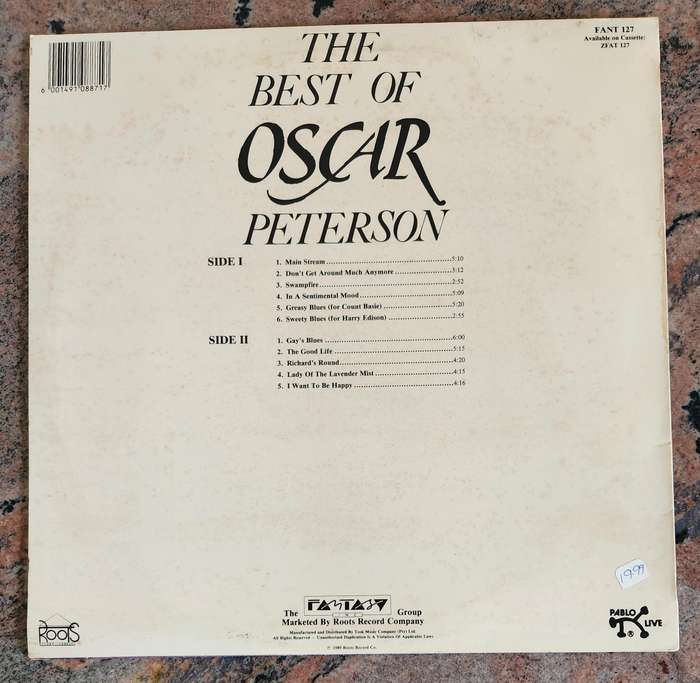 OSCAR PETERSON The Best Of (Very Good+/Very Good+) Roots FANT 127 SA Pressing 1989
