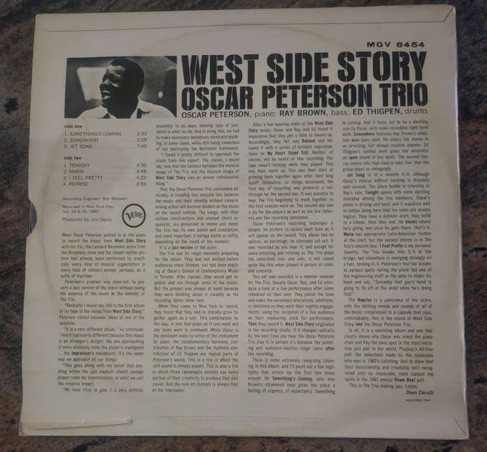 OSCAR PETERSON TRIO West Side Story (VG+/VG) Verve MGV 8454 SA Pressing
