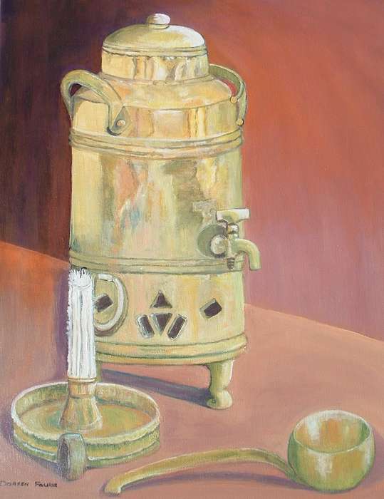 Original acrylic painting Coffee container (415cmx295cmx18cm) by Doreen Fourie