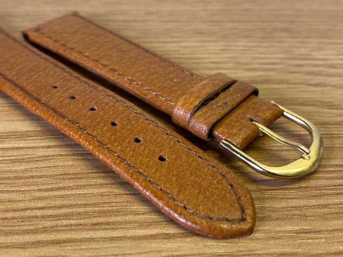18mm light brown leather watch strap