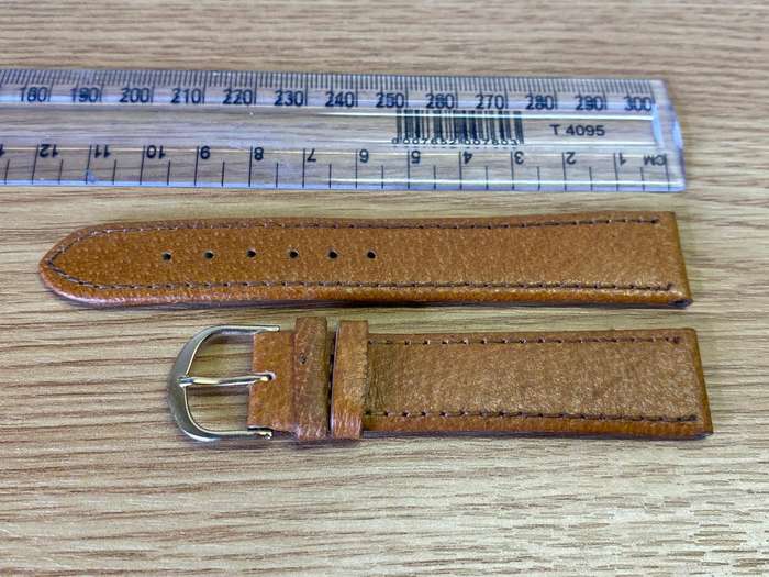 18mm light brown leather watch strap