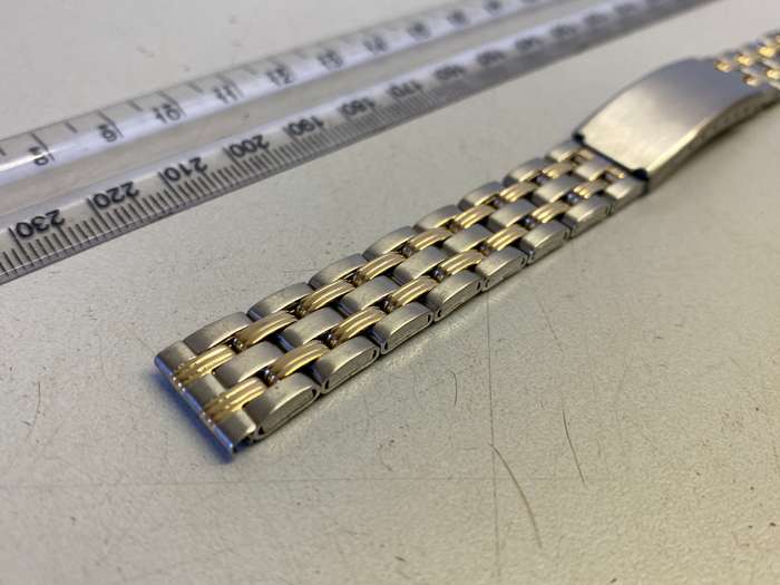14mm stainless steel bracelet with gold accents