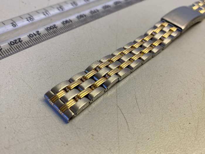 14mm stainless steel bracelet with gold accents