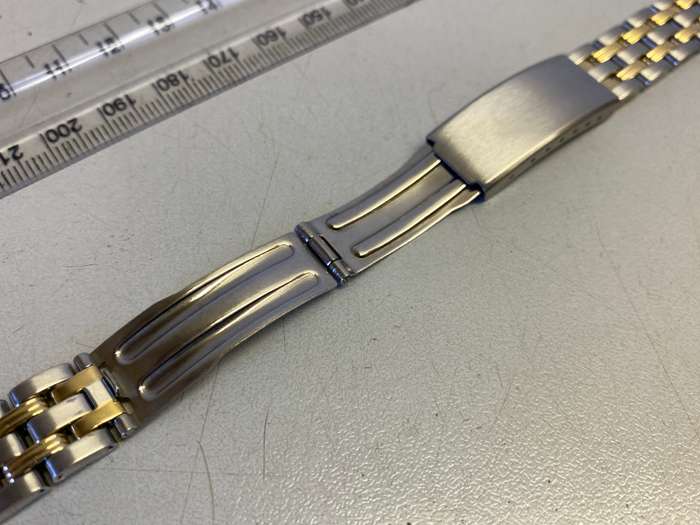14mm stainless steel bracelet with gold accents