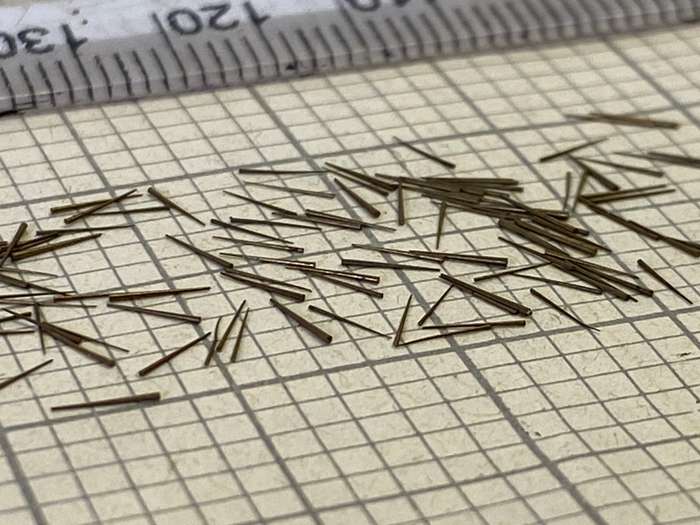 Micro size brass taper pins - 100+ pieces