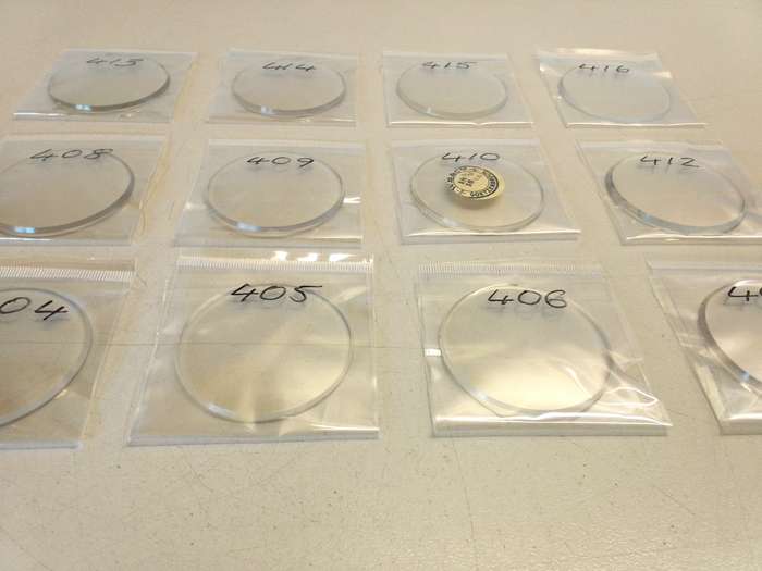 Pocket watch crystals - curved bevel edge- 12 pieces
