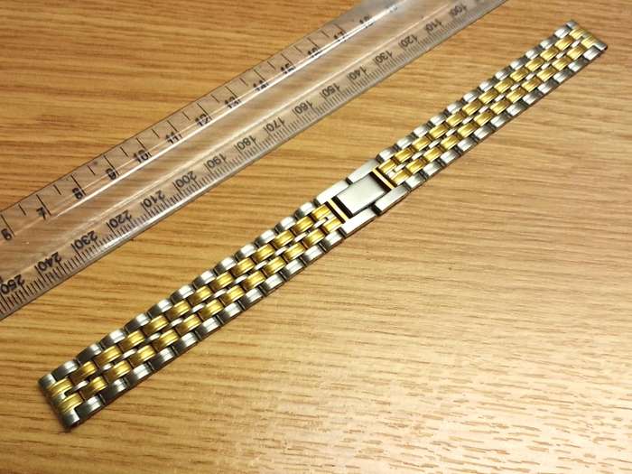 14mm two piece stainless steel bracelet - gold accents