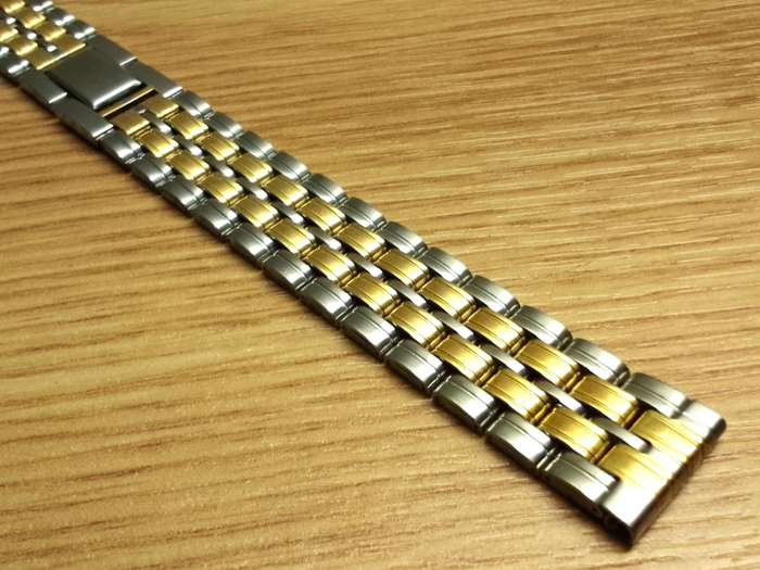 14mm two piece stainless steel bracelet - gold accents
