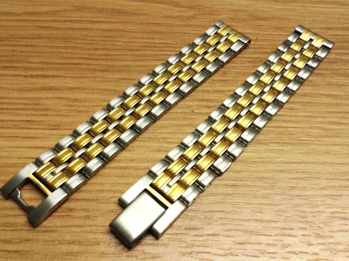 14mm two piece stainless steel bracelet - gold accents