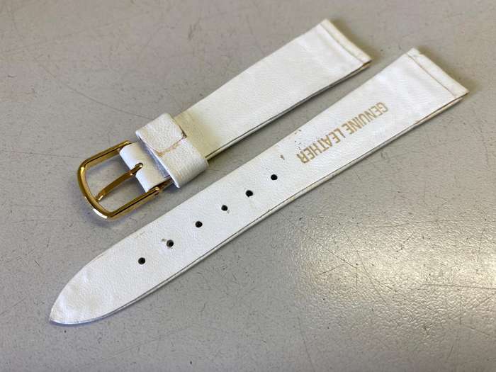 20mm white leather watch strap