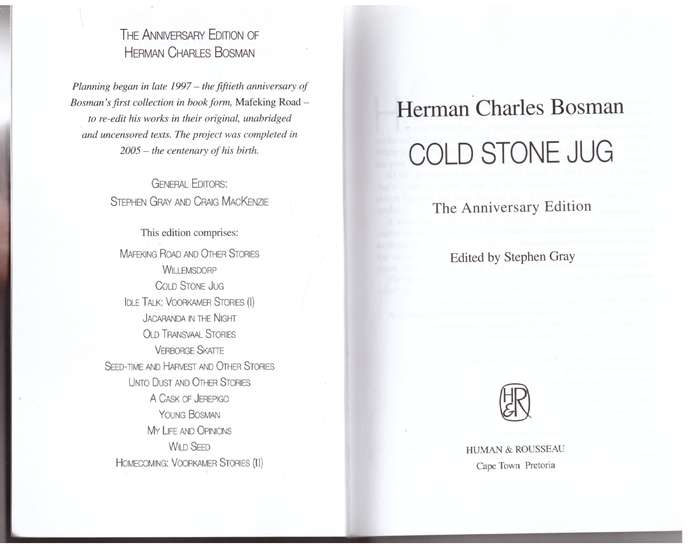 Cold Stone Jug -- Herman Charles Bosman