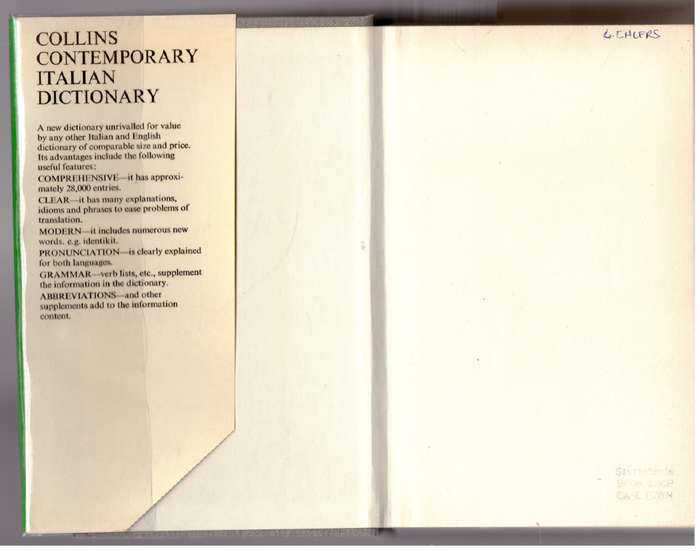 Collins Contemporary Italian dictionary: Italian-English/ English-Italian  --  Isopel May [Ed.]