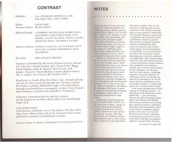 Contrast 37 - Volume 10, Number 1, September 1975