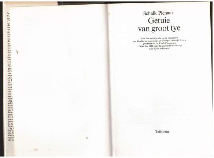 Getuie van groot tye -- Schalk Pienaar