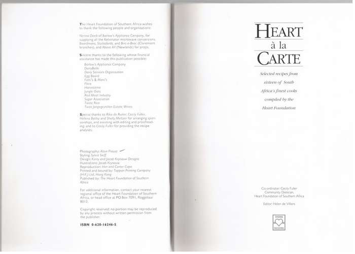 Heart a la Carte -- Helen De Villiers