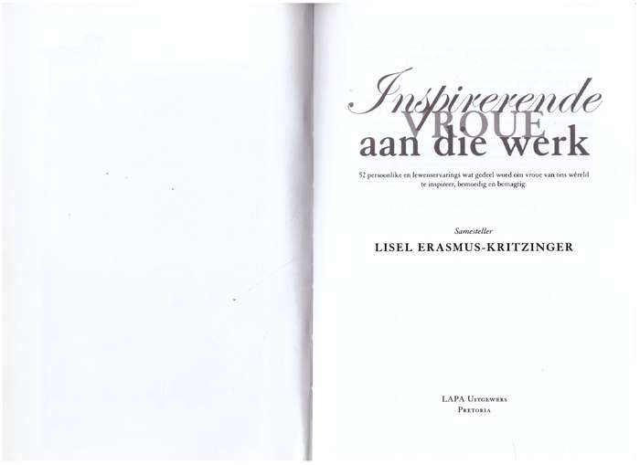 Inspirerende vroue aan die werk -- Lisel Erasmus-Kritzinger