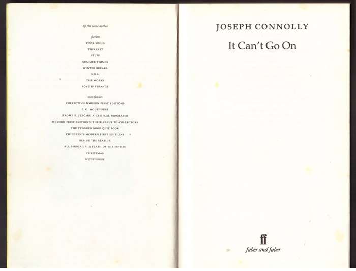 It Can`t Go on -- Joseph Connolly
