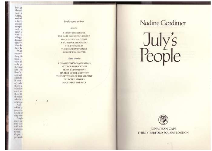 July's People -- Nadine Gordimer