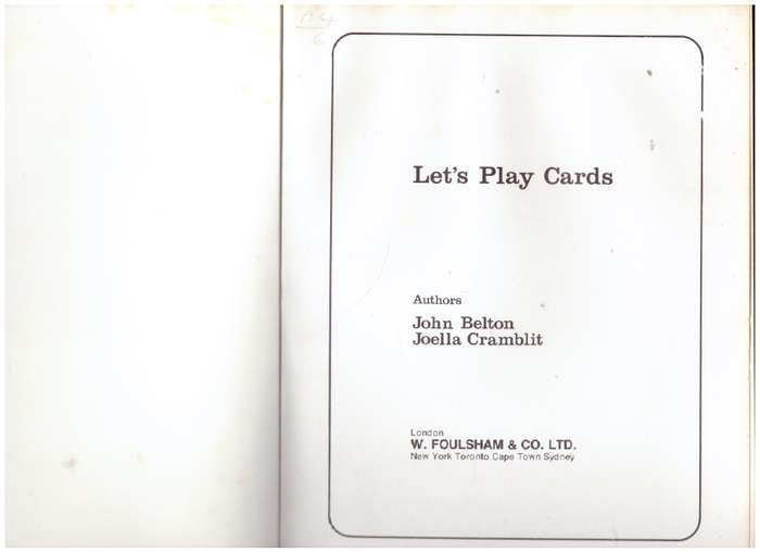 Let's Play Cards  -- John Belton, Joella Cramblit