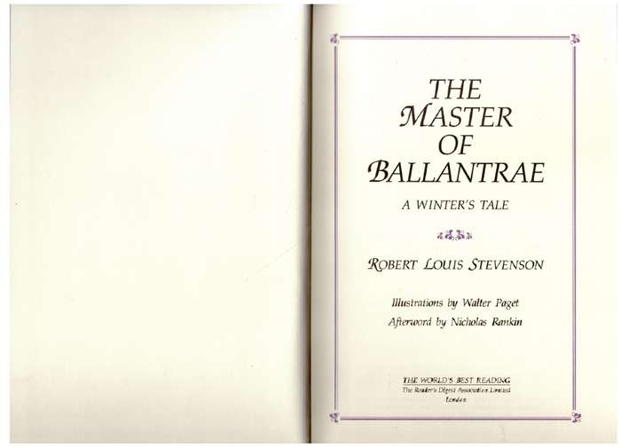 The Master of Ballantrae -- Robert Louis Stevenson