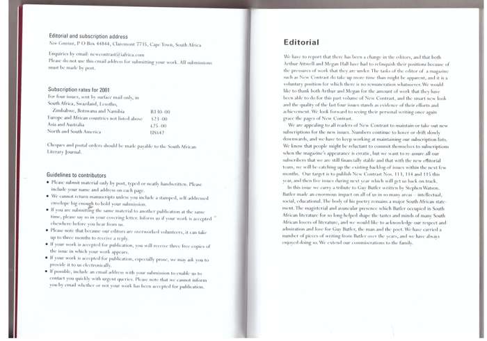 New Contrast 113, Volume 29, Number 1, Summer 2001