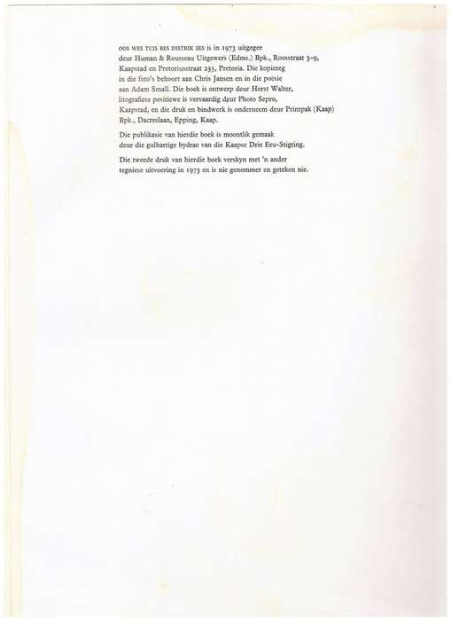 Oos Wes Tuis Bes: Distrik Ses -- Adam Small, Chris Jansen