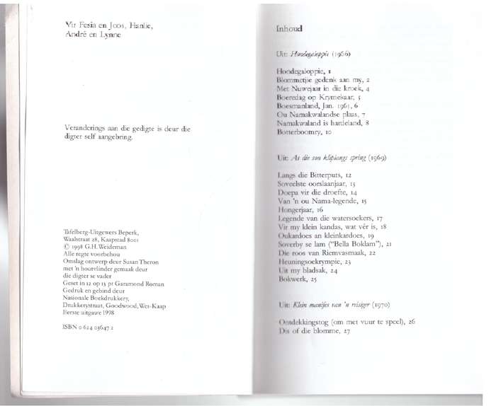Pella lê 'n kruistog vêr: 'n Keuse Uit Sy poësie 1966-1987 -- George Weideman
