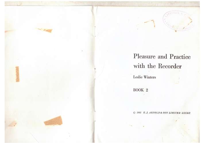 Pleasure and Practice with the Recorder: Book 2 - Leslie Winters