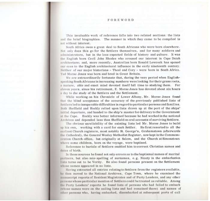 Roll of the British Settlers in South Africa: Pt. 1. Up to 1826  --  E. Morse Jones