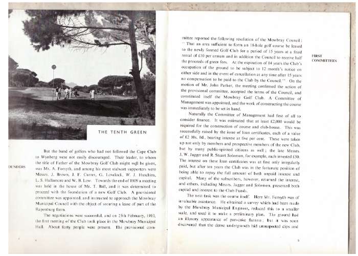 A Short history of the Mowbray Golf Club  --  W. S. Mackie