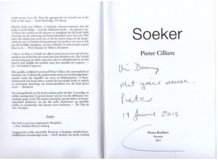Soeker -- Pieter Cilliers  **GETEKEN**