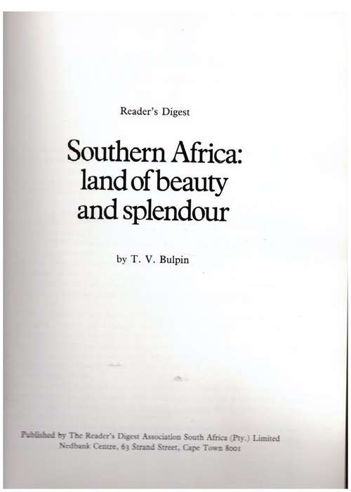 Southern Africa: Land of Beauty and Splendour - T.V. Bulpin