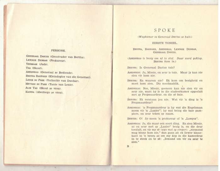 Spoke: toneelstukkie in ses bedrywe vir vyf here en vyf dames  --  W. M. Theron