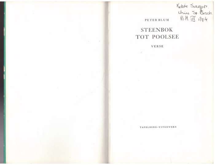 Steenbok tot Poolsee: verse -- Peter Blum