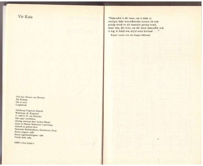 Toorberg -- Etienne Van Heerden