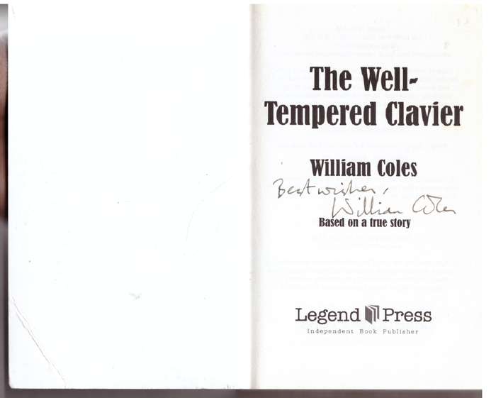 The Well-Tempered Clavier - William Coles ** SIGNED**