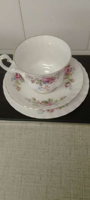 A vintage Royal Albert Moss Rose trio. Cup and saucer