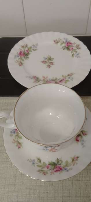 A vintage Royal Albert Moss Rose trio. Cup and saucer