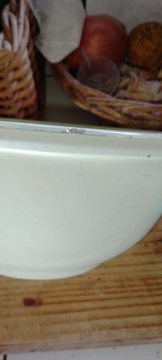 A well used Vintage glass JAJ no.305: pale lemon on outside.